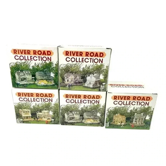 Lot of 5 VTG River Road Collection Ceramic Cottages Houses 90's Gordon Design 4" - Picture 1 of 16